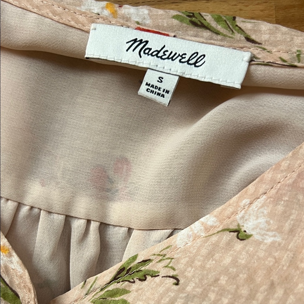MADEWELL 🌸 Floral Button-Up Blouse in Light pink/beige Sz S - Picture 4 of 7